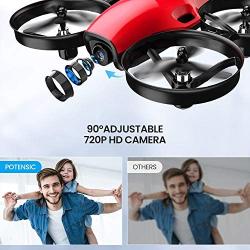 Potensic A30W FPV Drone with Camera, Mini RC Nano Quadcopter with Camera, Auto Hovering, Route Setting, Gravity Induction Mode and 500mAh Detachable Battery (red)