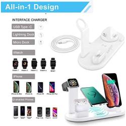 Wireless Charger,Kertxin 4 in 1 Charging Station for Apple, QI Wireless Charging Stand for Apple Watch,iPhone,Airpod,Compatible iWatch Series 5 4 3 2 1,iPhone 11 11 pro Xs X Max XR X 8 8+ Samsung S9