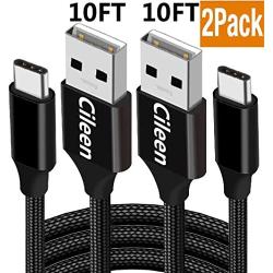 Charger Cable,USB Type C,2Pack 10FT,Super Long Braided,Fast Charging Cord for Google Pixel 2 XL,Samsung Galaxy S9 Plus,S8,Note 8,LG G7 ThinQ,V30S,V30,V20,G6,Moto G6,X4,Sony Xperia XZ2,ZTE Blade Z MAX