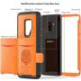 Galaxy S9 Plus Case,Slim Fit Premium Leather Samsung Galaxy S9 Plus Wallet Case Card Slots Shockproof Folio Flip Protective Defender Shells for Samsung Galaxy S9 Plus - Orange