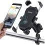 iMESTOU Motorcycle Phone Holder Wireless Charger qi USB Quick Charging 2 in 1 Handlebar Cellphone Mount Waterproof Double Ball 720 Rotation Safe for iPhone Samsung 3.5-6.5 Inch Smartphones