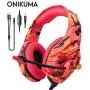 Headset with Mic Camouflage Noise-Cancelling Headphones for PC Cell Phone New Xbox One Laptop (Color : Blue Retail Package)