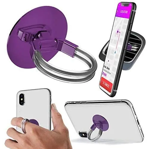 Aduro Cell Phone Ring Holder, 3 in 1 Universal Phone Ring Stand Car Holder, Finger Grip Phone Holder for iPhone, Samsung Phone and Smartphones (Purple) Aduro Cell Phone Ring Holder, 3 in 1 Universal Phone Ring Stand Car Holder, Finger Grip Phone Holder for iPhone, Samsung Phone and Smartphones (Purple)