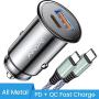 USB C Car Charger Super Mini AINOPE All Metal 36W Fast USB Car Charger PD&QC 3.0 Dual Port Car Adapter Fit Compatible with iPhone 11/11 Pro/11 Pro Max/XS, Samsung Note 10/S10, Google Pixel 3/2/XL
