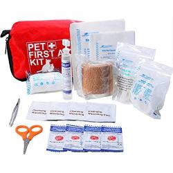 Pet First Aid Kit Dog – Vet Approved and is Perfect for Bleeding Nails, Clean, Dress Wounds. Self Adhering Bandage Will Not Stick to Hair. Hiking Dog First Aid Kit for Backpacking, Camping, Travel