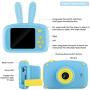 Fealay Kids Camera, Cute Rabbit Shape Digital Video Camera with 12MP 2 Inch Large Screen, Mini Rechargeable and Shockproof Camera Creative DIY Camcorder for Little Girl with 32GB SD Card (Blue)