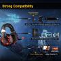 WILLNORN K2 Gaming Headset with Mic Noise Cancelling Over Ear Headphones for PC, PS4, Controller, Laptop, LED Light, Stereo Sound with Bass (Red)