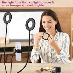 Selfie Ring Light for Phone,Double LED Ring Light with Stand and Phone Holder for Live Stream/Makeup,Small Ring Light with 3 Light Modes and 10 Brightness Levels