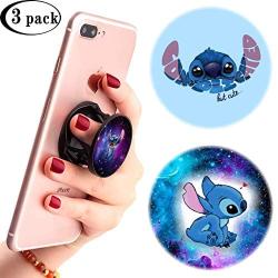 3 Pack/Multifunction Disney Cell Phone Stand Holder and Grip Purple Galaxy Lilo Stitch Foldable Phone Kickstand Mount Compatible for Smartphones