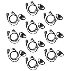 XFOX Walkie Talkie Earpiece Ear Piece 2Pin D Shape Earpiece Headset Push to Talk Mic Apply to Motorola Two Way Radio Walkie Talkie Devices CP040 CP200 XTNi DTR VL50 M2PE0310(10 Pack)