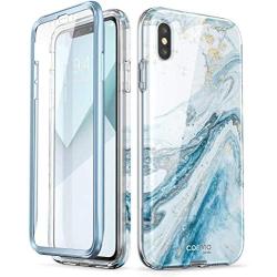 i-Blason Cosmo Series Designed for iPhone Xs Max Case 2018 Release, Full-Body Bumper Case with Built-in Screen Protector, Blue, 6.5"