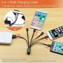 CHAFON Multi Charging Cable Short 3A,6 in 1 USB Charger Cord with 2 USB C,2 Phone,Micro Adapter Ports Replacement for Cell Phone Tablets Speaker and More | Black,5.3 Inch, 2 Pack