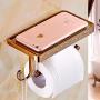 ThinkTop Antique Carving Toilet Roll Paper Holder with Phone Shelf Wall Mounted Bathroom Paper Rack and Hook-Rose Gold