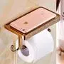 ThinkTop Antique Carving Toilet Roll Paper Holder with Phone Shelf Wall Mounted Bathroom Paper Rack and Hook-Rose Gold ThinkTop Antique Carving Toilet Roll Paper Holder with Phone Shelf Wall Mounted Bathroom Paper Rack and Hook-Rose Gold