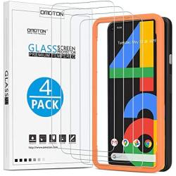 [4 Pack] OMOTON Screen Protector for Google Pixel 4a, Scratch Resistant/Easy-Install/Bubble Free/Tempered Glass Screen Protector Compatible with Google Pixel 4a