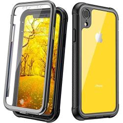 Justcool Designed for iPhone XR Case, Clear Full Body Heavy Duty Protection with Built-in Screen Protector Shockproof Rugged Cover Designed for iPhone XR Cases (2018) 6.1 Inch (Black)