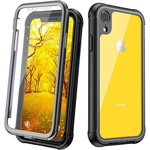 Justcool Designed for iPhone XR Case, Clear Full Body Heavy Duty Protection with Built-in Screen Protector Shockproof Rugged Cover Designed for iPhone XR Cases (2018) 6.1 Inch (Black)
