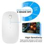 Bluetooth Wireless Mouse, Dual Mode Slim Rechargeable Wireless Mouse Silent Cordless Mouse with Bluetooth 4.0 and 2.4G Wireless, Compatible with Laptop, PC, Windows Mac Android OS Tablet (White)