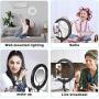 10" Selfie Ring Light with Tripod Stand, KIFAR 3 Mode Ring Light with Stand, Phone Holder and Remote Control 11 Brightness Desk Makeup Ring Light for Makeup, YouTube, Tiktok, Video, Vlogging