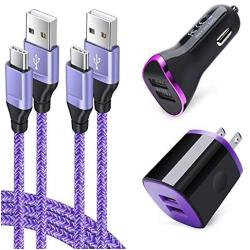 Car Charger Adapter, Wall Plug Charging Cube with 2Pcak 6ft Type C Charger Cable Cord for LG Stylo 6/5/4 G8 G7 G6 V60 V50 V40 V35 ThinQ, Samsung Galaxy S20 A20 S10E A10E Note 10 A50 A70, Google 3A/4XL