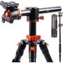 K&F Concept TM2515T1 Professional 67 inch Camera Tripod Horizontal Aluminium Tripods Portable Monopod with 360 Degree Ball Head Quick Release Plate for Canon Nikon Sony DSLR Cameras