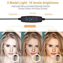 10" Selfie Ring Light with 57 Extendable Tripod Stand,LED Circle Lights with Cell Phone Holder & Remote Shutter for Live Stream,YouTube,TikTok,Makeup,Compatible with iPhone/Android Phone