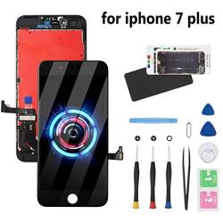 for iPhone 7 Plus Screen Replacement Black LCD Screen 5.5" Touch Display 3D Digitizer Frame Assembly Set Compatible with A1661, A1784, A1785 with Screen Protector and Repair Tools Kit