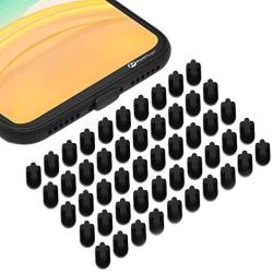 PortPlugs iPhone Dust Plugs (50 Pack), Compatible with iPhone 11, X, XS, XR, 8, 7, 6 Plus, Max, Pro, All New iPhone, iPad Models (Black)