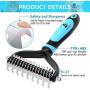 Pet Grooming Tool - 2 Sided Undercoat Rake for Cats & Dogs - Safe Dematting Comb for Easy Removing Mats Tangles and Shedding (Blue)