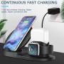 Wireless Charger, 3-in-1 Design Charging Stand Compatible for QI Cell Phone iWatch 1/2/3/4 and Airpod 2, iPhone 11/11 Pro Max/X/XS Max/8 Wireless Charging Station,Desk Charging Pad(Black)