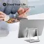 Cell Phone Stand, Adjustable Phone Holder,Aluminum Alloy Fully Foldable Dock Cradle for Desktop,Compatible with All Android Smartphone,Mobile Phone 11 Pro XS Max Xr,Switch Tablets 7-10&quot (Silver)