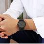 BUREI Mens Fashion Minimalist Wrist Watch Analog Date with Stainless Steel Mesh Band