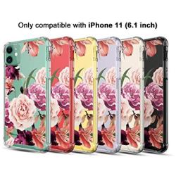 Case for iPhone 11,Cutebe Shockproof Series Hard PC+ TPU Bumper Protective Case for Apple iPhone 11 6.1 Inch Crystal (Floral)