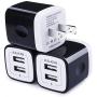 USB Wall Charger, Charger Adapter, Ailkin 3-Pack 2.1Amp Dual Port Quick Charger Plug Cube Replacement for Phone X/7/6S/6S Plus/6 Plus/6/5S, Samsung Galaxy S7/S6/S5 Edge, LG, HTC, Huawei, Moto, Kindle
