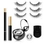 SISILILY 3 Pairs No Megnet No Glue Reusable Fake Eyelashes with Eyeliner Set 3D Waterproof Handmade Eyelashes Kit with Mascara (Morphing)