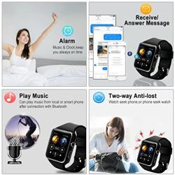 Smart Watch, Bluetooth Smartwatch Touch Screen Wrist Watch with Camera/SIM Card Slot,Waterproof Smart Watch Sports Fitness Tracker Android Phone Watch Compatible with Android Phones Samsung Huawei