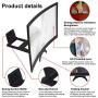 GLISTON 12 3D Phone Screen Enlarger, Curved Screen Magnifier for Cell Phone, HD Screen Amplifier, Folding Screen Magnifier for Movies, Videos, Gaming
