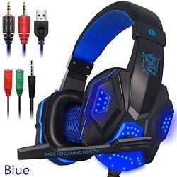 RONSHIN Over Ear Gaming Headset with Mic and LED Light for Laptop Cellphone PS4 red