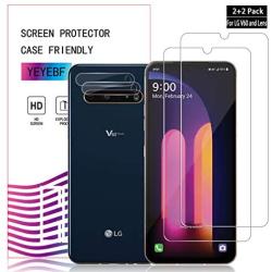 LG V60 ThinQ Screen Protector + Camera Lens Protectors by YEYEBF,[2+2 Pack] Tempered Glass Screen Protector[Bubble-Free][Anti-Scratch][Case-Friendly]