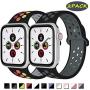 Zsuoop Sport Watch Band Compatible with Apple Watch Bands 38mm 40mm 42mm 44mm,Soft Silicone Wristband for Iwatch Series 5,Series 4,Series 3,Series 2,Series 1,2pack