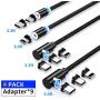 Magnetic Charging Cable (4 Pack,3ft/3ft/6ft/6ft), ZRSE 3-in-1 Nylon Braided Cord, Compatible with Mirco USB, Type C Smartphone and i-Product Device (4Pack 9tips)