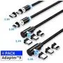 Magnetic Charging Cable (4 Pack,3ft/3ft/6ft/6ft), ZRSE 3-in-1 Nylon Braided Cord, Compatible with Mirco USB, Type C Smartphone and i-Product Device (4Pack 9tips)