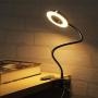 Clip on Reading Lights,Book Clamp Light with 3 Color Modes,10 Brightness Dimmer Eye Protection Kids Desk Lamp, 360 ° Flexible Gooseneck Selfie Ring Light,LED Makeup Mirror Lights for Vanity