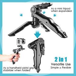 Ezavan Phone Tripod, Portable Handheld Pistol Grip Stabilizer for Camera/Cell Phone, Tabletop Mini Tripod with Universal Phone Clip for Selfies/Vlogging/Streaming/Photography/Recording