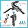 Ezavan Phone Tripod, Portable Handheld Pistol Grip Stabilizer for Camera/Cell Phone, Tabletop Mini Tripod with Universal Phone Clip for Selfies/Vlogging/Streaming/Photography/Recording