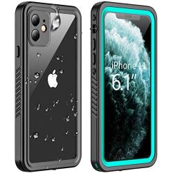 Vapesoon iPhone 11 Waterproof Case, Built-in Screen Protector 360 Full-Body Protection Clear Call Quality Heavy Duty Waterproof Shockproof Cover Case for iPhone 11 2019（6.1 Inch） (Teal/Clear)