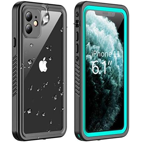Vapesoon iPhone 11 Waterproof Case, Built-in Screen Protector 360 Full-Body Protection Clear Call Quality Heavy Duty Waterproof Shockproof Cover Case for iPhone 11 2019（6.1 Inch） (Teal/Clear)