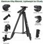 Lightweight Tripod 55-Inch, Travel/Video/Phone/Camera Tripod Stand with Bluetooth Remote, Phone Clip, Carry Bag and Replacement Battery for Travel/YouTube Video/Photography/Vlog