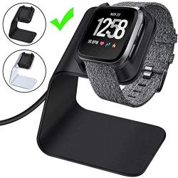 CAVN Charger Dock Compatible with Fitbit Versa/Versa Lite (Not for Versa 2), Premium Aluminum Charging Cable Cord Station Cradle Base Attached 4.2ft USB Stand Cable Smartwatch Accessories (Black)