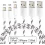 TT-WISH Cable 2 Packs 3FT +1 Pack 6FT Nylon Braided USB Charger Cable Compatible with iPhone 11 /xs MAX/XR/X /8/7 /6S /6 Plus/iPad 2/4 Mini iPad Pro Air and More Black & White